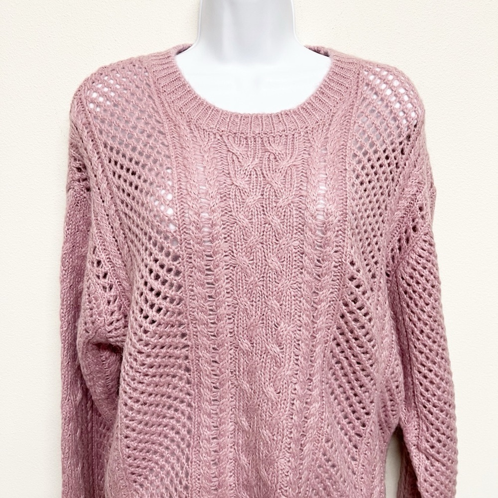John + Jenn Womens Chunky Knit English Rose Cable Knit Pull Over Sweater Size S - Picture 3 of 10